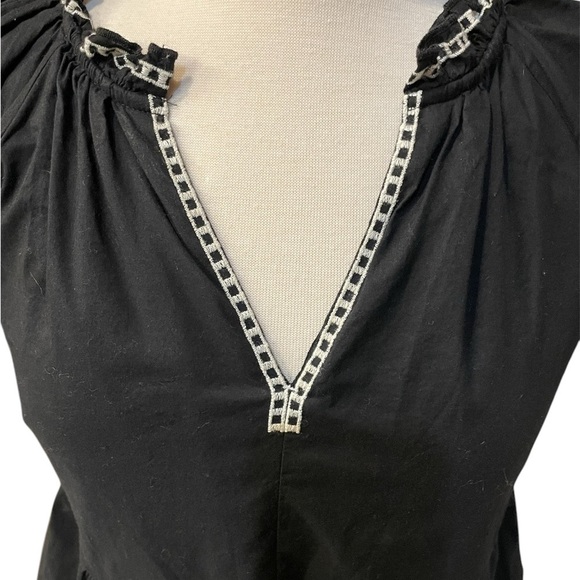 Old Navy Embroidered Mini Swing Dress Black Small Boho Peasant - Picture 7 of 11